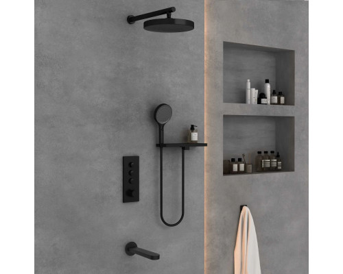 Душевой комплект Vincea Inspire VSFW-433TI5RMB 300 мм, с термостатом, черный матовый