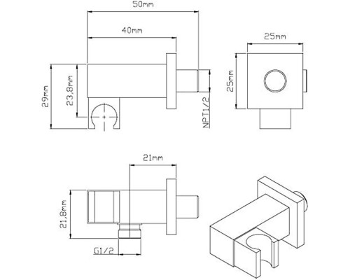 Душевой комплект Vincea VSFW-4311BG 315x210 мм, со смесителем, золотой матовый