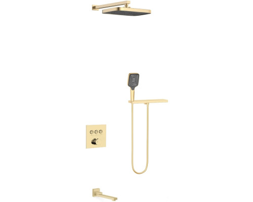 Душевой комплект Vincea VSFW-4311RBG 315x210 мм, со смесителем, золотой матовый