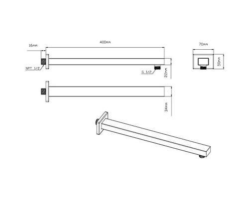 Душевой комплект Vincea VSFW-4311RBG 315x210 мм, со смесителем, золотой матовый