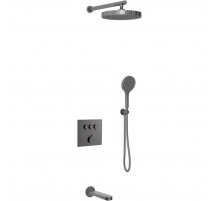 Душевой комплект Vincea Inspire VSFW-431I2GM 300 мм, со смесителем, вороненая сталь