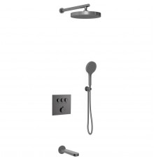 Душевой комплект Vincea Inspire VSFW-431I2GM 300 мм, со смесителем, вороненая сталь