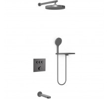 Душевой комплект Vincea Inspire VSFW-431I2RGM 300 мм, со смесителем, вороненая сталь