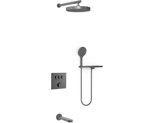 Душевой комплект Vincea Inspire VSFW-431I2RGM 300 мм, со смесителем, вороненая сталь