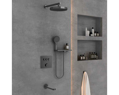 Душевой комплект Vincea Inspire VSFW-431I2RGM 300 мм, со смесителем, вороненая сталь