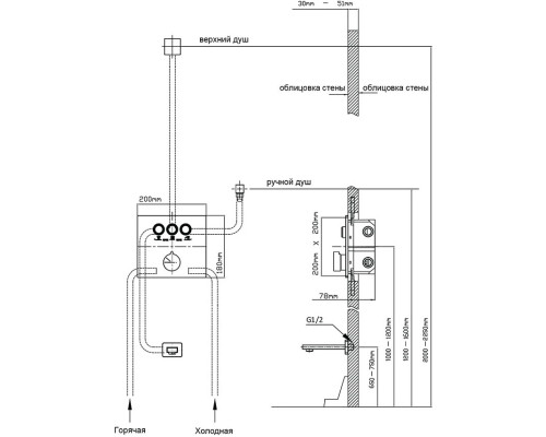 Душевой комплект Vincea VSFW-431T1RBG 315x210 мм, с термостатом, золотой матовый