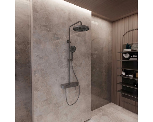 Душевая система Vincea VSFS-402GM 255 мм, со смесителем, вороненая сталь