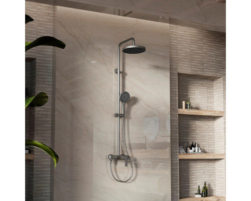 Душевая система Vincea VSFS-413GM 250 мм, со смесителем, вороненая сталь