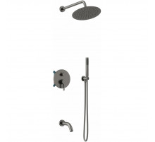 Душевой комплект Vincea Villa VSFW-1VL3GM 250 мм, со смесителем, вороненая сталь