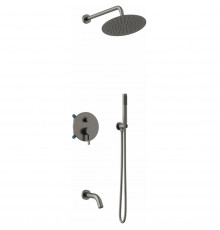 Душевой комплект Vincea Villa VSFW-1VL3GM 250 мм, со смесителем, вороненая сталь