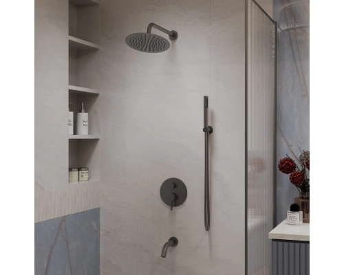 Душевой комплект Vincea Villa VSFW-1VL3GM 250 мм, со смесителем, вороненая сталь