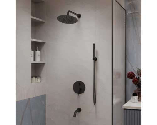 Душевой комплект Vincea Villa VSFW-1VL3MB 250 мм, со смесителем, черный матовый