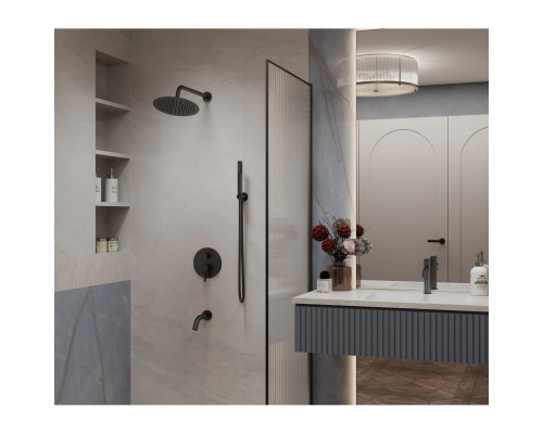 Душевой комплект Vincea Villa VSFW-1VL3MB 250 мм, со смесителем, черный матовый