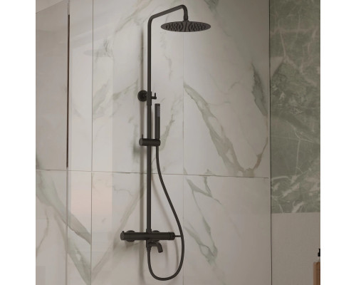 Душевая система Vincea Villa VSFS-1VL1MB 250 мм, со смесителем, черный матовый