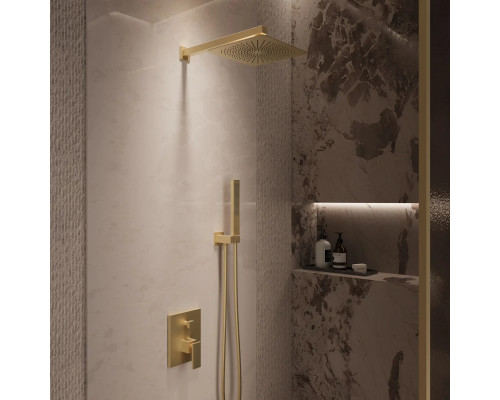 Душевой комплект Vincea Dice VSFW-2DS1BG 245 мм, со смесителем, золотой матовый