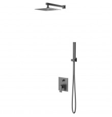 Душевой комплект Vincea Dice VSFW-2DS1GM 245 мм, со смесителем, вороненая сталь