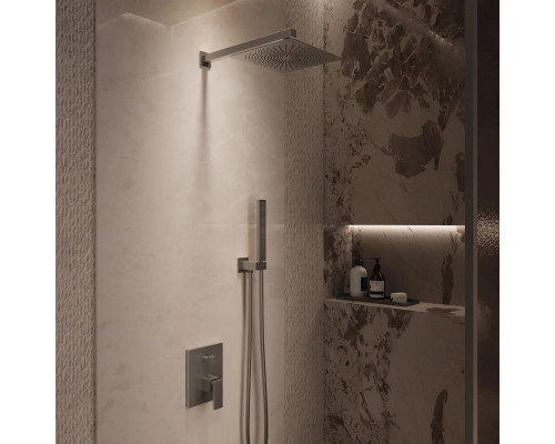 Душевой комплект Vincea Dice VSFW-2DS1GM 245 мм, со смесителем, вороненая сталь