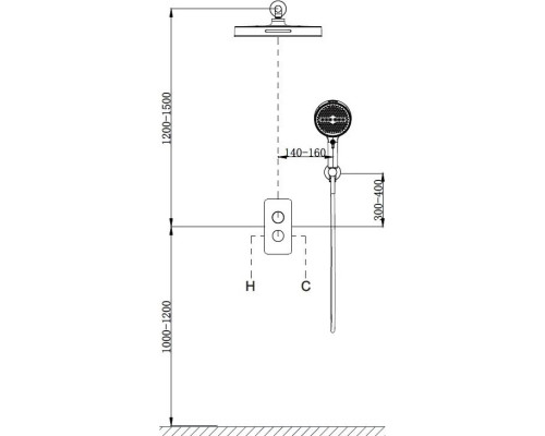 Душевой комплект Vincea Domus VSFW-5DM0BG 300 мм, со смесителем, золотой матовый