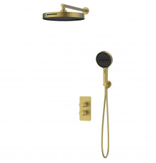 Душевой комплект Vincea Domus VSFW-5DM0BG 300 мм, со смесителем, золотой матовый
