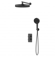 Душевой комплект Vincea Domus VSFW-5DM0GM 300 мм, со смесителем, вороненая сталь