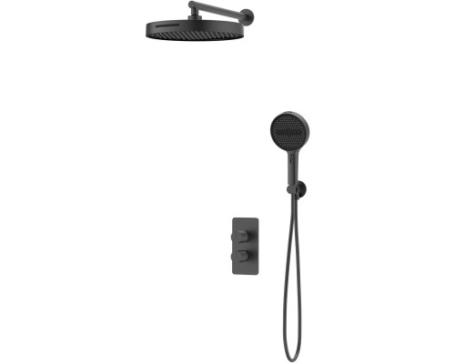 Душевой комплект Vincea Domus VSFW-5DM0GM 300 мм, со смесителем, вороненая сталь