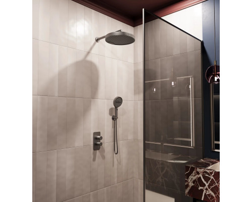 Душевой комплект Vincea Domus VSFW-5DM0GM 300 мм, со смесителем, вороненая сталь