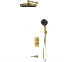 Душевой комплект Vincea Domus VSFW-5DM1BG 300 мм, со смесителем, золотой матовый