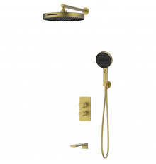 Душевой комплект Vincea Domus VSFW-5DM1BG 300 мм, со смесителем, золотой матовый