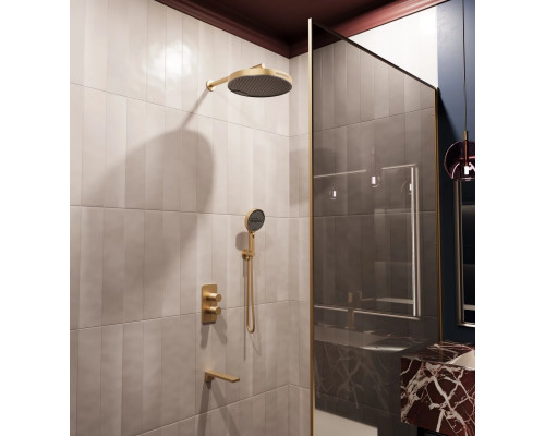 Душевой комплект Vincea Domus VSFW-5DM1BG 300 мм, со смесителем, золотой матовый