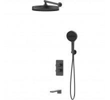 Душевой комплект Vincea Domus VSFW-5DM1GM 300 мм, со смесителем, вороненая сталь