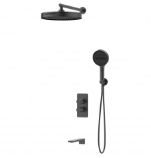 Душевой комплект Vincea Domus VSFW-5DM1GM 300 мм, со смесителем, вороненая сталь