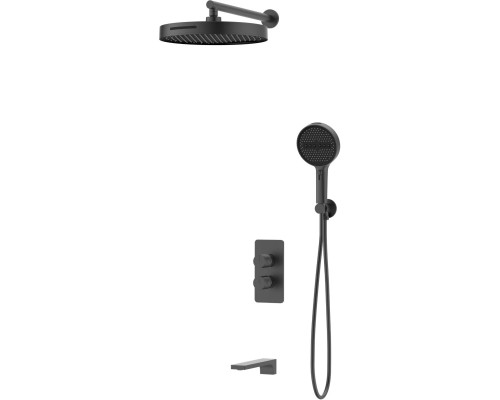 Душевой комплект Vincea Domus VSFW-5DM1GM 300 мм, со смесителем, вороненая сталь