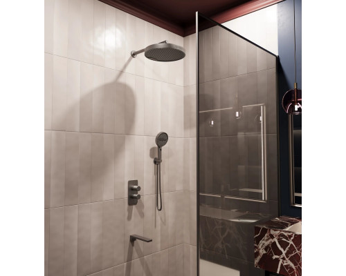 Душевой комплект Vincea Domus VSFW-5DM1GM 300 мм, со смесителем, вороненая сталь