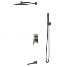 Душевой комплект Vincea Puro VSFW-5P1GM 248 мм, со смесителем, вороненая сталь