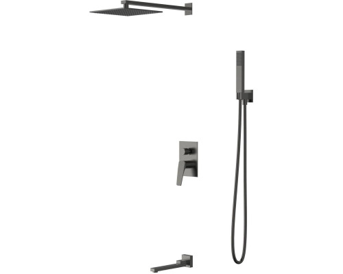 Душевой комплект Vincea Puro VSFW-5P1GM 248 мм, со смесителем, вороненая сталь