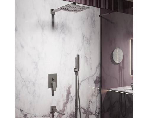 Душевой комплект Vincea Puro VSFW-5P1GM 248 мм, со смесителем, вороненая сталь