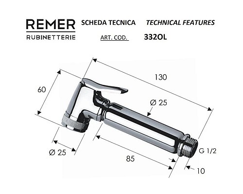 Приобрести Гигиенический душ Remer 332OLDOX в магазине сантехники Santeh-Crystal.ru