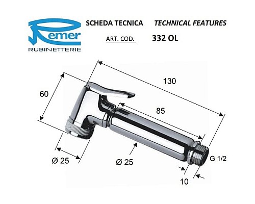 Заказать Гигиенический душ Remer 332OLNOX в магазине сантехники Santeh-Crystal.ru