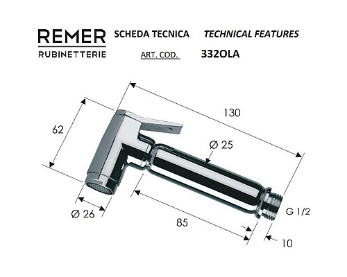 Приобрести Гигиенический душ Remer 332OLADO в магазине сантехники Santeh-Crystal.ru