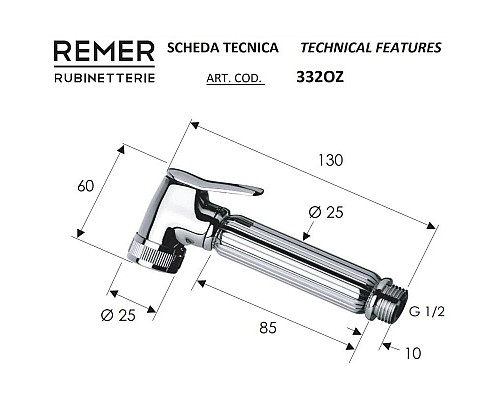 Приобрести Гигиенический душ Remer 332OZVO в магазине сантехники Santeh-Crystal.ru