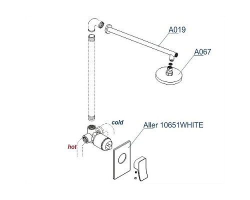 Купить Душевой комплект 225 мм WasserKRAFT A12667WHITE в магазине сантехники Santeh-Crystal.ru