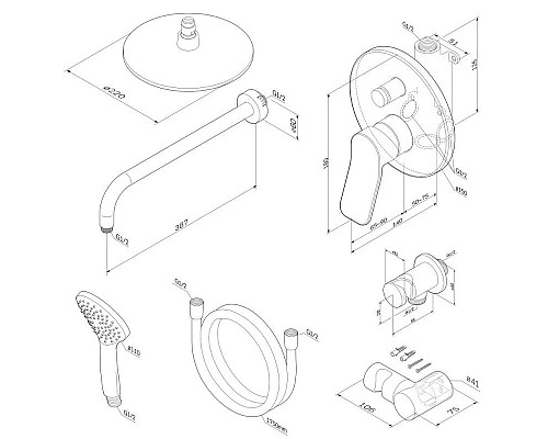 Заказать Душевой комплект 220 мм AM.PM X-Joy FB85A1RH00 в магазине сантехники Santeh-Crystal.ru