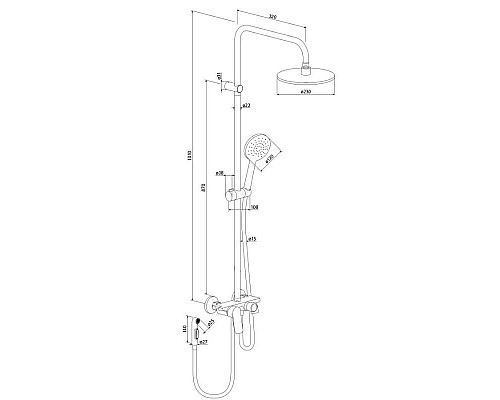 Заказать Душевая система 230 мм Damixa Apollo DX220910300 в магазине сантехники Santeh-Crystal.ru