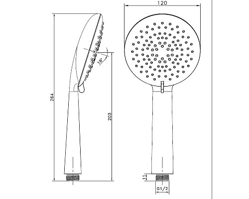 Душевая лейка 120 мм AltroBagno AltroBagnoHS070802Cr