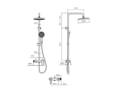 Душевая система Vincea Arco VSFS-4AR1GM 225 мм, со смесителем, вороненая сталь Душевая система Vincea Arco VSFS-4AR1GM 225 мм, со смесителем, вороненая сталь