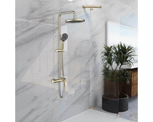 Душевая система Vincea Arco VSFS-4AR1BG 225 мм, со смесителем, золотой матовый Душевая система Vincea Arco VSFS-4AR1BG 225 мм, со смесителем, золотой матовый