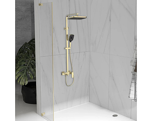 Душевая система Vincea Cube VSFS-4C12BG 315x210 мм, со смесителем, золотой матовый