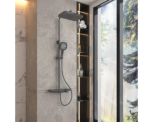 Душевая система Vincea VSFS-411GM 330x220 мм, со смесителем, вороненая сталь Душевая система Vincea VSFS-411GM 330x220 мм, со смесителем, вороненая сталь