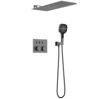 Душевой комплект Vincea VSFW-401TGM 250 мм, с термостатом, вороненая сталь