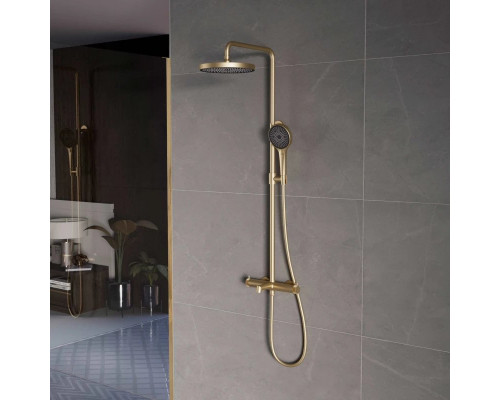 Душевая система Vincea Rim VSFS-2RM1BG 250 мм, со смесителем, золотой матовый